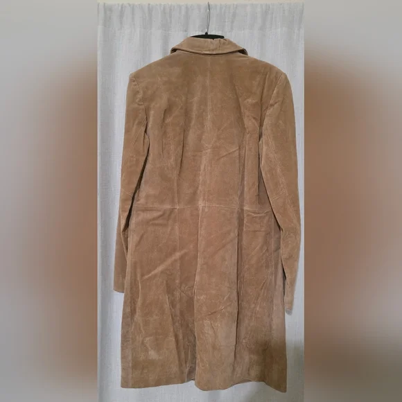 NWT Halston Studio Suede Leather Long Jacket Size S Color Caramel - Picture 9 of 12